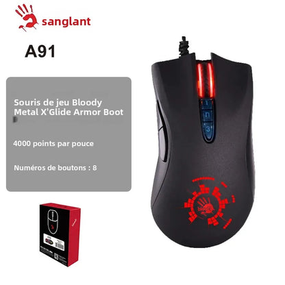 Mouse gaming A4TECH Bloody A91, 4000 DPI, Drag Click, 1000HZ, 6666FPS, 8 pulsanti, piedini Metal X' Glide Armor, oltre 20 milioni di clic