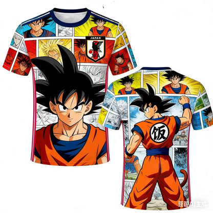 2026 Neues Bandai japanisches Anime Dragon Ball Son Goku x japanische Nationalmannschaft individuelles Fußballtrikot T-Shirt-Oberteil für Herren, Damen und Kinder