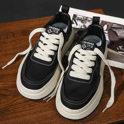 Ultraleichte atmungsaktive Mesh-Sneaker für Herren 2025 – modische Freizeitschuhe mit dicker Sohle, komfortable Schnür-Trainer für tägliche Spaziergänge