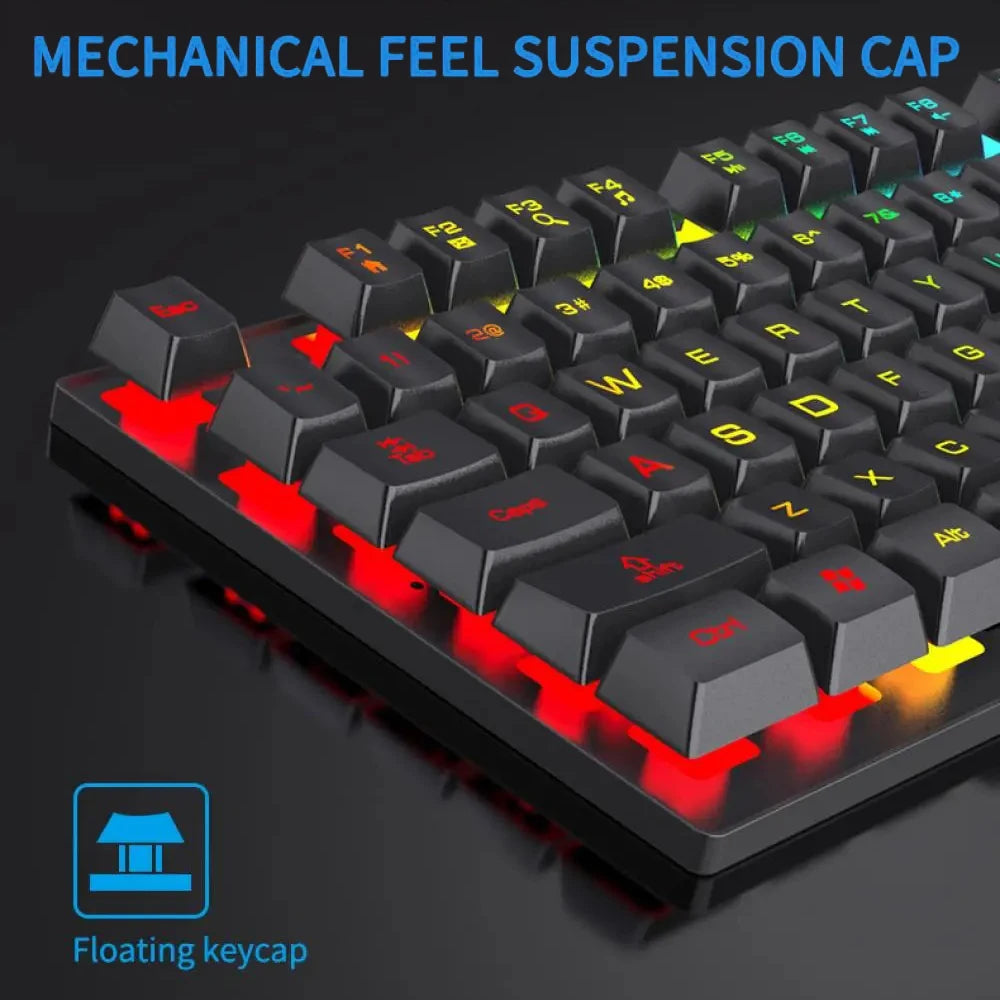 104Keys Wired Keyboard RGB Colorful Gaming Keyboard USB Wired Keyboard Standard Keyboard for PC Laptop Android Windows Mac OS