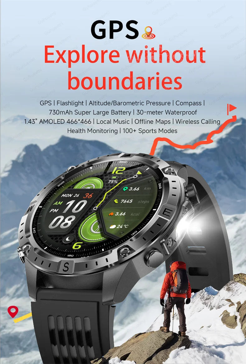 Smart Watch Men GPS Track High End watch Swim Waterproof Watches six axis sensor Sports 2GB Memory GPS Map Compass Smartwatch
