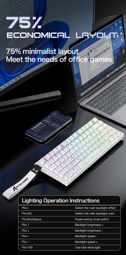 ATTACK SHARK R82 HE kabelgebundene magnetische 75%-Gaming-Tastatur mit RGB, 8000Hz, Rapid Trigger und 0.005mm Auslösung