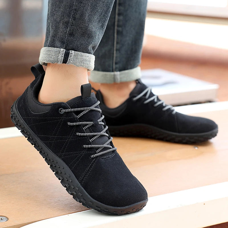 Suede Leather Shoes PU Fabric Wide Toe Shoe Anti-slip Hiking Shoe Workwear Men's Sports Shoes Women's Outdoor Walking Shoes
