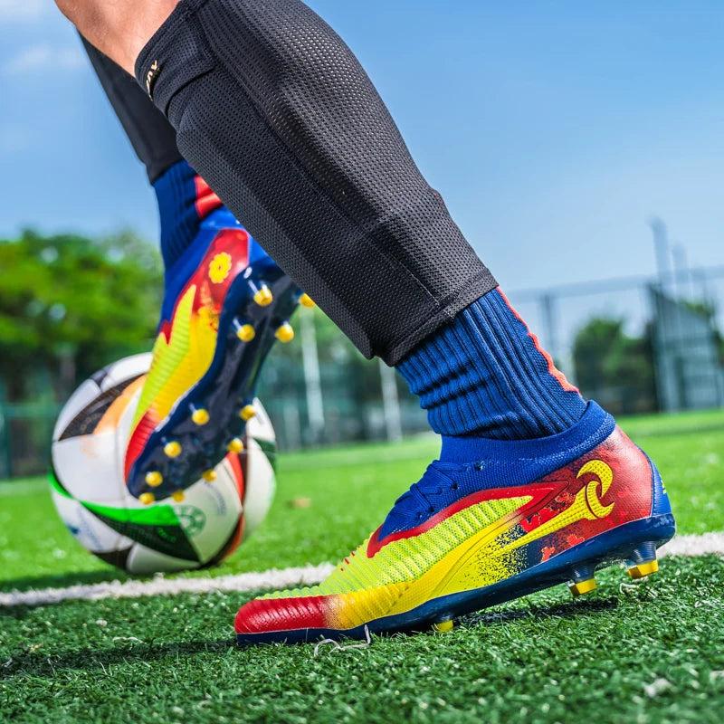 New Men Football Boots Outdoor Sport Boys Long Spikes Non Slip Breathable Match Training Cleats Soccer Shoes Adult Comfortable