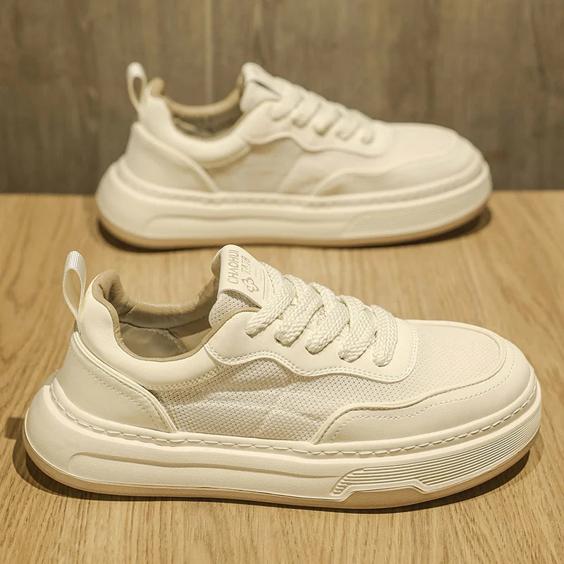 Ultraleichte atmungsaktive Mesh-Sneaker für Herren 2025 – modische Freizeitschuhe mit dicker Sohle, komfortable Schnür-Trainer für tägliche Spaziergänge