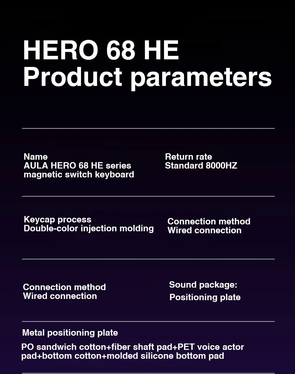 AULA HERO68 HE Tastatur mit Magnetschaltern, Rapid Trigger, 8K Polling Rate, Esports-Gaming-Tastatur, RGB, kabelgebundene mechanische Tastatur