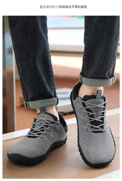 Suede Leather Shoes PU Fabric Wide Toe Shoe Anti-slip Hiking Shoe Workwear Men's Sports Shoes Women's Outdoor Walking Shoes
