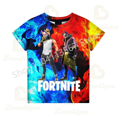 Młodzieżowa koszulka F-Fortnited inspirowana grą battle, dla dorosłych, z krótkim rękawem, letni T-shirt dla nastolatków, chłopców i dziewcząt