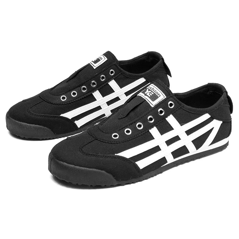 Men's Classic Running Shoes Lace-Up Flat Bottom Sports Shoes Soft Sole Walking Gym Breathable Couple Casual Canvas Tennis Shoes