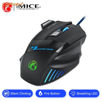 IMICE X7 Optical Gaming Mouse Adjustable DPI Ergonomic Anti Slip Design Colorful Luminuse Suitable for Desktop Computers Laptop