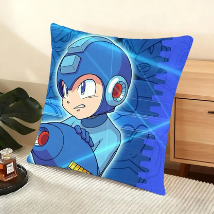 Game R-Rockman Megamans Cushion Cover Soft Short Plush Pillow Cover Smooth Cozy Texture Aesthetic Cushion Case Home Decor