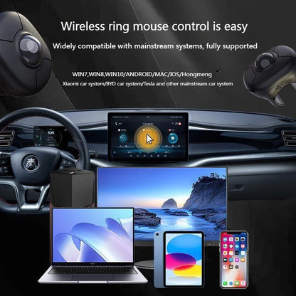New Trackball Finger Ring Mouse 2.4G+Bluetooth Wireless Remote Control Mice For Short Video/PPT Speech/In-Vehicle Display Screen