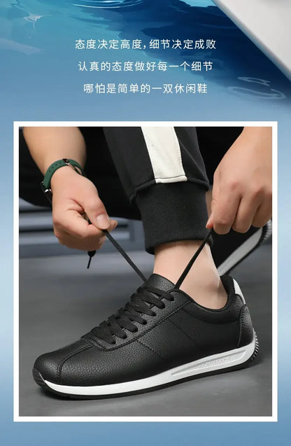 Leisure Running Summer Fashion Anti-Slip Mountaineering PU Leather Sports Shoes, Tennis Trend, Hot Selling Men’s White Flat Shoes