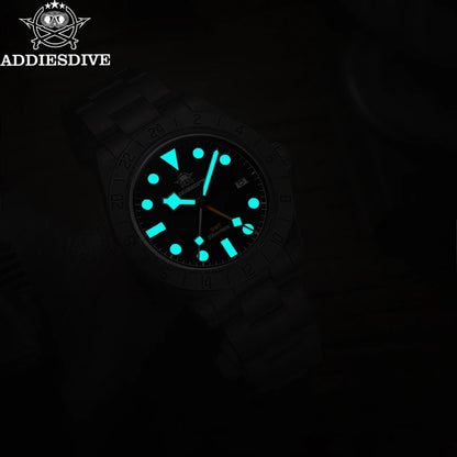 ADDIESDIVE Neue Luxus-Herrenuhr 200 wasserdichte Edelstahl-Quarzuhr BGW9 Super Blue Leucht-GMT-Edelstahluhr