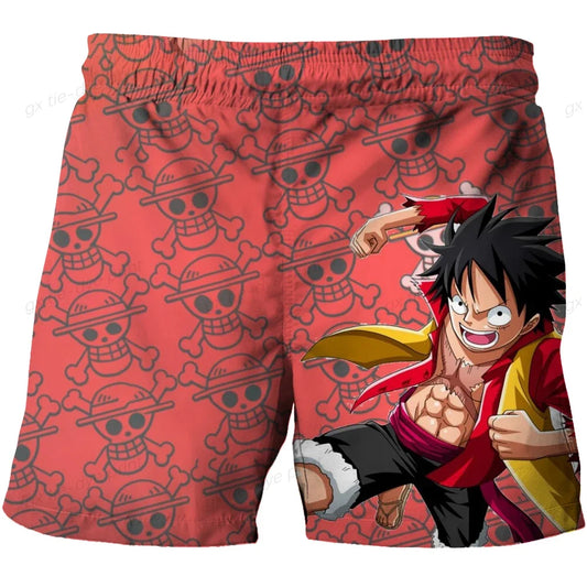 One Piece Harajuku Style Shorts With Hood 2023 Luffy 3D Swimming Shorts Running Tank Top Men Cartoon Shorts Trend Hot Sale