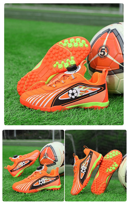 Children's Rotating Buckle Sneakers Students Competition Training Football Shoes Fashionable Lightweight Anti-slip Footwear