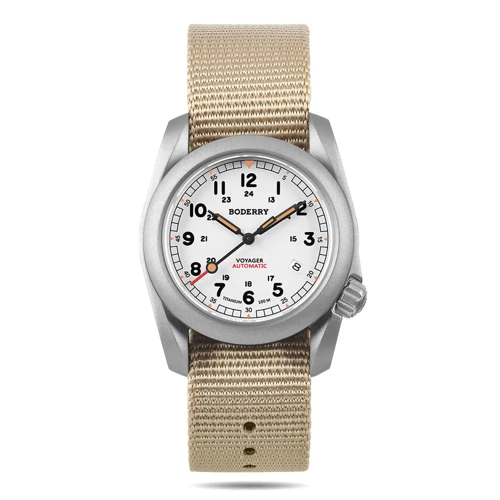 BODERRY Men's Automatic Watch 40MM Titanium Pilot Sport Mechanical Wristwatch 100m Waterproof Sapphire C3 Luminous NH35
