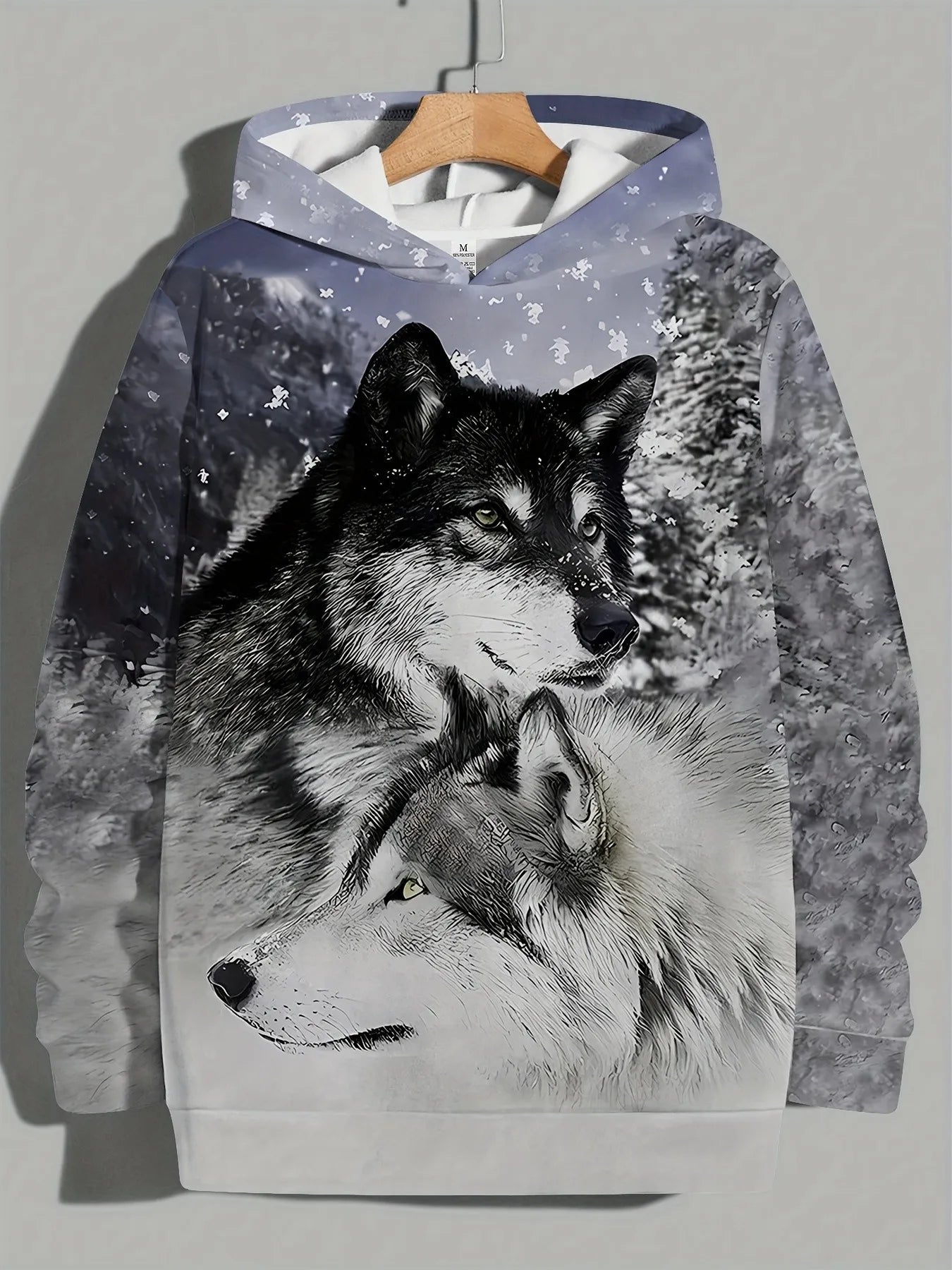 2025 Herren-Herbstmode: bequemes, weiches Kapuzen-Sportshirt mit Wolf-Print für Outdoor, City und Streetwear