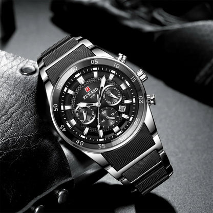 REWARD Relogios Masculino 81011M Sports Silicone Quartz Men's Watch Waterproof Calendar Chronograph Luminous Watches Men Часы