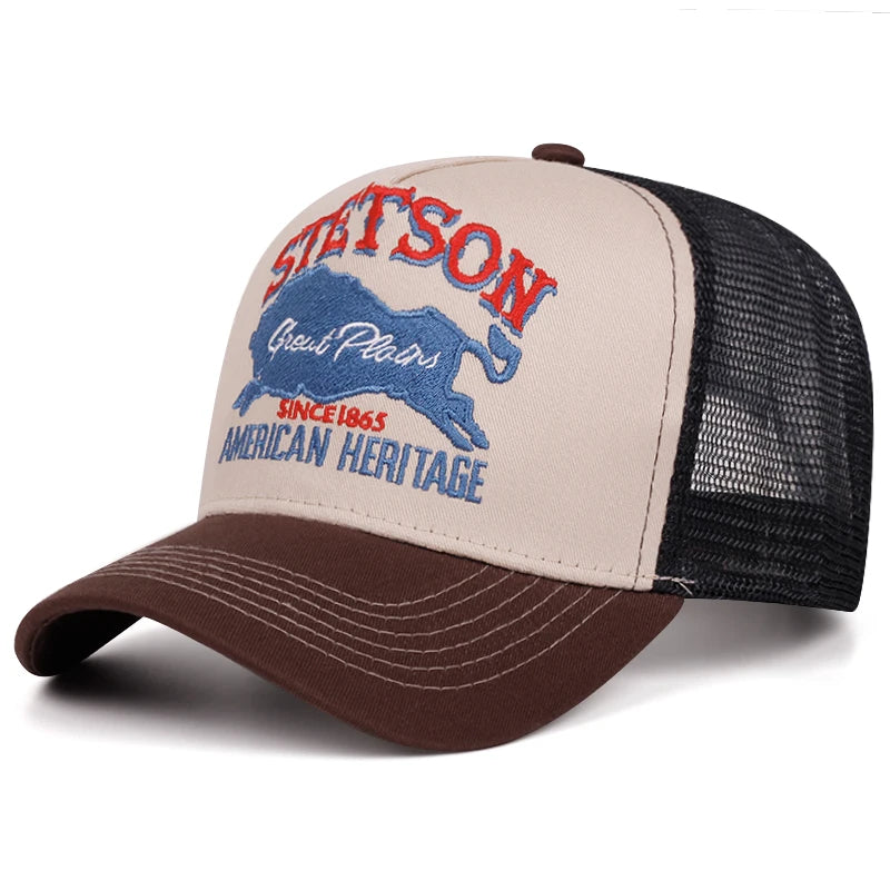 2025 Personalized New Truck Hat STETSON Red Bear Breathable Mesh Hat Street Hip Hop Hat Daily Casual Wear Sunshade Baseball Hat