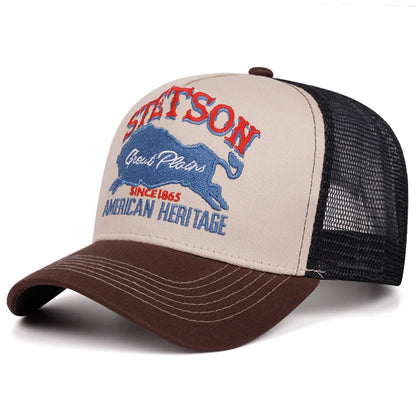 2025 Personalized New Truck Hat STETSON Red Bear Breathable Mesh Hat Street Hip Hop Hat Daily Casual Wear Sunshade Baseball Hat