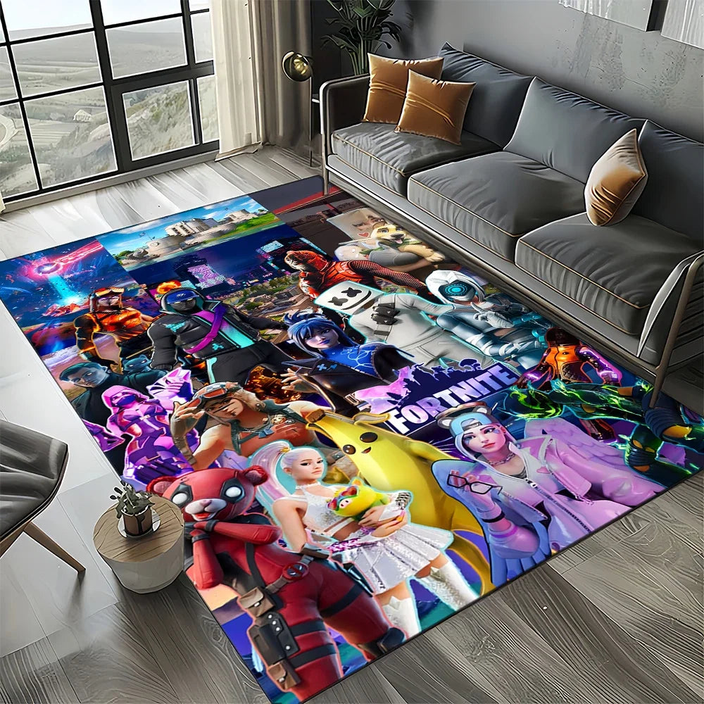 2025 Games 3D F-Fortnite Cartoon Carpet Rug for Living Room Bedroom Home Sofa Decoration, Kids Play Area Rug Non-slip Floor Mat