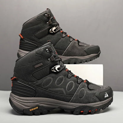 HIKEUP High-Top Men Hiking Boots Winter Outdoor Shoes Lace-Up Non-slip Outdoor Sports Casual Trekking Boots Men Waterproof Suede