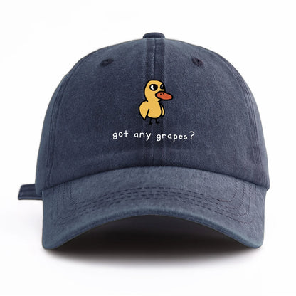 1pc GOT ANY GRAPES Print Washed Baseball Cap for Adults,Minimalist Retro Style Casual Soft Adjustable Dad Hat,Perfect As Gift