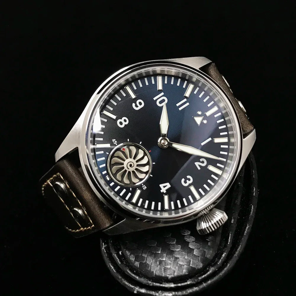 Hruodland 2025 New Men's Mechanical Watch Seagull ST3620 Retro Pilot 43MM BGW-9 Luminous Sapphire Crystal Turbine Watch