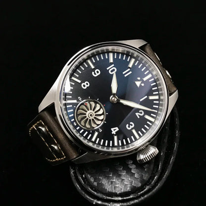 Hruodland 2025 New Men's Mechanical Watch Seagull ST3620 Retro Pilot 43MM BGW-9 Luminous Sapphire Crystal Turbine Watch
