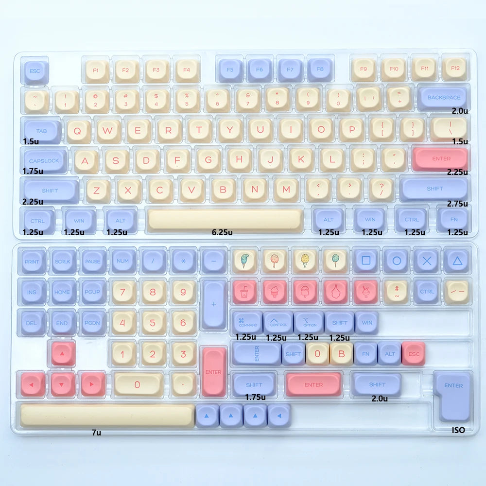 KBDiy KOA  Profile PBT Honey Milk Keycaps Russian Korean Japanese 137 Keys Caps for Mechanical Keyboard Keycap MAC for MX Switch