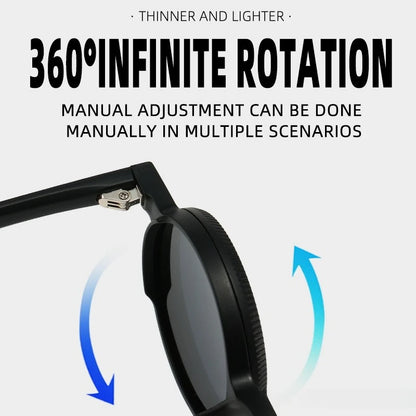 360° Rotating Adjustable Sunglasses Round Frame Polarized Sunglasses Outdoor UV Resistant Sunglasses Protective Glasses