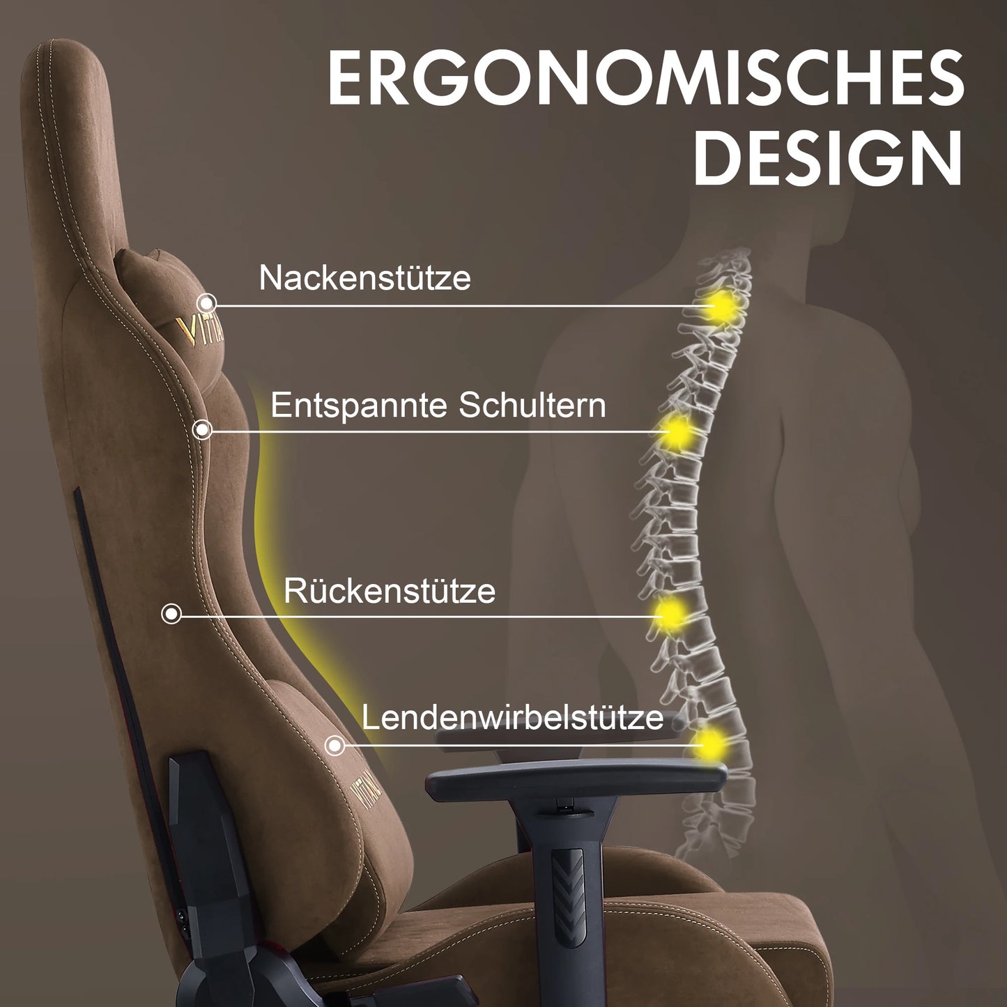HAPIHAPPY Fashion Gaming Chair Genuine Computer Office Chair with Pocket Spring Cushion Linkage Armrests and Footrest Game Chair