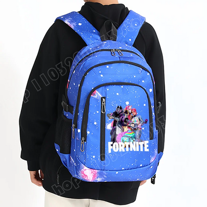 Раница Fortnite Starry Sky с голям капацитет, водоустойчива чанта за лаптоп с принт на игрови персонаж, ученическа раница за момчета и момичета за връщане в училище