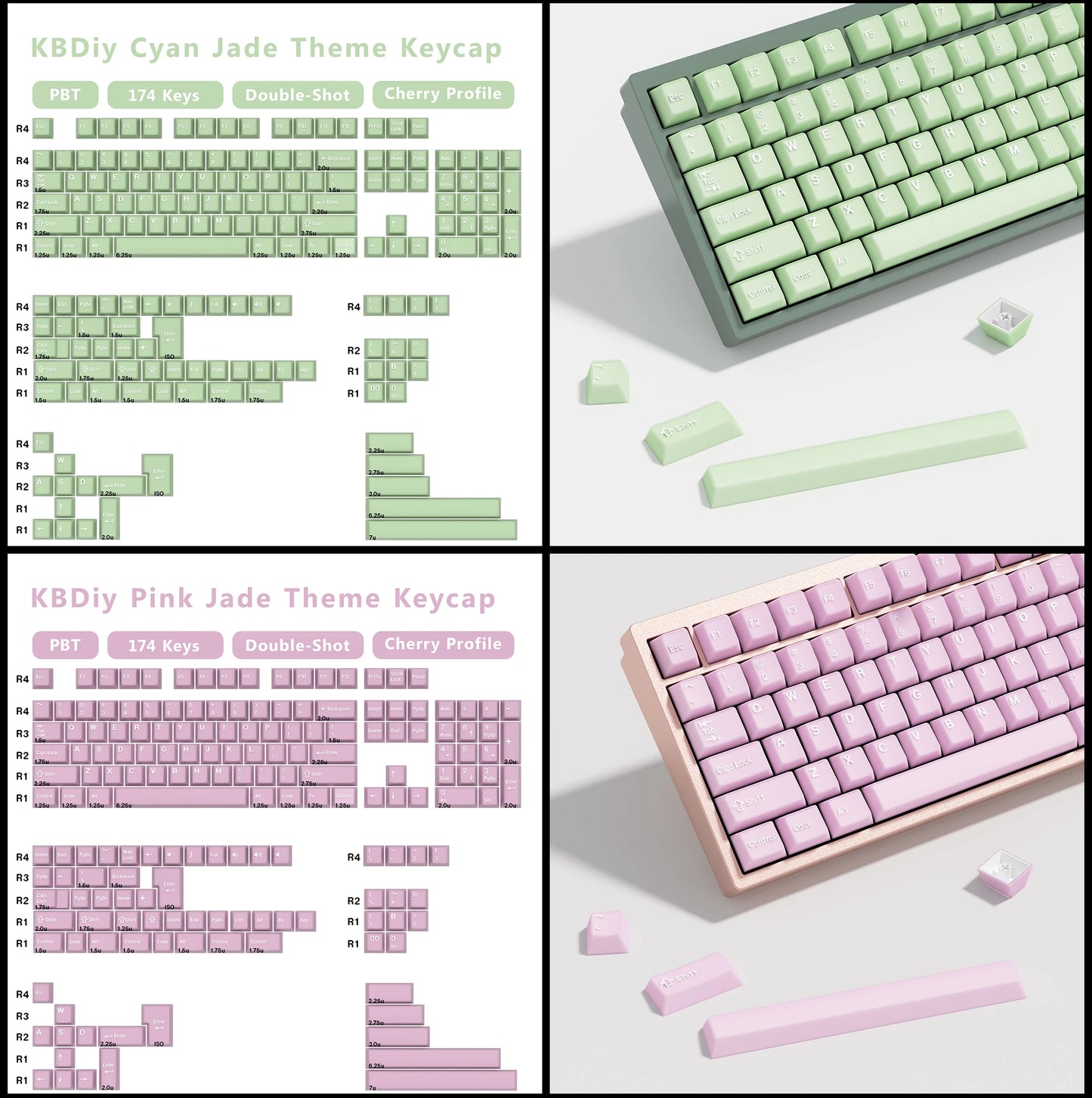 KBDiy GMK Illusion Tastenkappen Cherry-Profil Double-Shot PBT ISO-Tastenkappen für Gamer Mechanisches Tastatur-Kit Gaming Point Retro-Tastenkappe