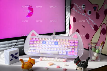 Keycaps XVX 148 Teclas Tema Gato Perfil MAO Keycap Coreana Brilhante e Fofa para Teclado 61 64 68 78 87 96 98 104 108