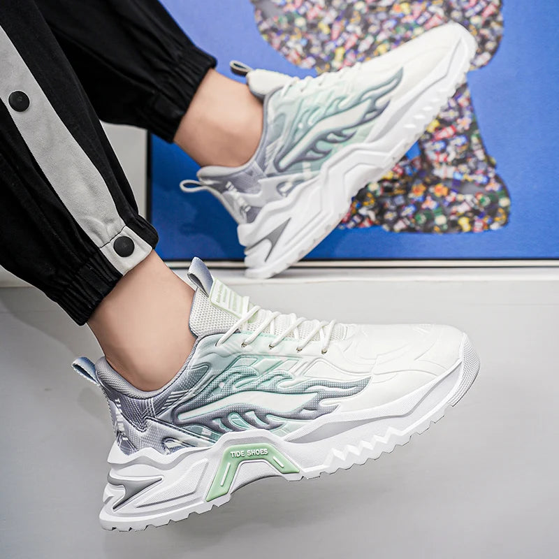 Herren-Sportschuhe, modische Schnürschuhe, vielseitig, rutschfest, mit dicker Sohle, bequeme Freizeit-Laufschuhe für Teenager und Herren, für den täglichen Gebrauch