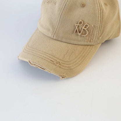 2025 New Korean Luxury Baseball Cap Design Sun Hat American Youth Personalized Water Washed Punched Fashion Baseball Hat Trend