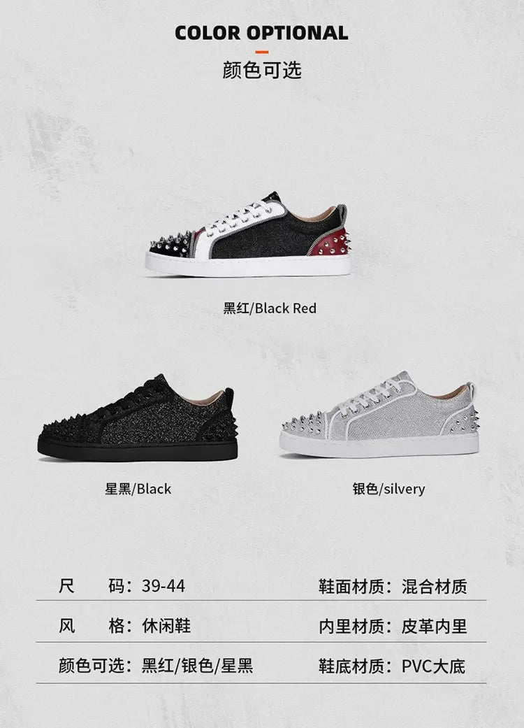 2025 New Men's Casual Shoes Comfortable Soft Punk Style Board Shoes Fashion Nail Anti Slip Wear Resistant Personalized Sneakers