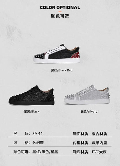 2025 New Men's Casual Shoes Comfortable Soft Punk Style Board Shoes Fashion Nail Anti Slip Wear Resistant Personalized Sneakers