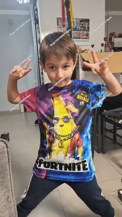 Детски аниме суитшърт с качулка Fortnite, мъжки streetwear хип-хоп спортен стил, ежедневен свободен суитшърт за навън, модерен дизайн