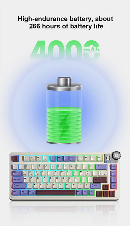 AULA AU75 E-Sports-Gaming-Mechanische Tastatur, Drei Modi, 81 Tasten, PBT-Tastenkappen, Hot-Swap-fähig, RGB, kabellose Tastatur für PC-Desktop und Tippen