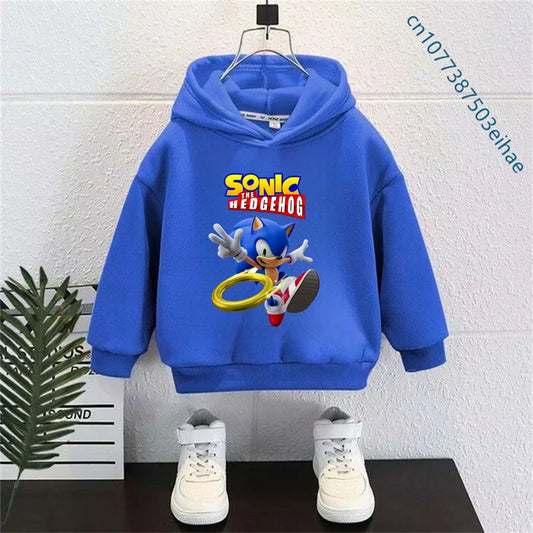 Kids Thick Hoodie with Cute Sonic Anime Pattern Soft Fashion Sweatshirt Clothing Perfect Outfits Gifts for Boys and Girls