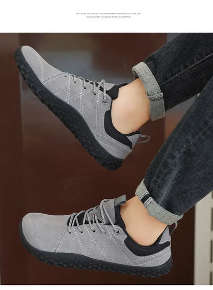 Suede Leather Shoes PU Fabric Wide Toe Shoe Anti-slip Hiking Shoe Workwear Men's Sports Shoes Women's Outdoor Walking Shoes