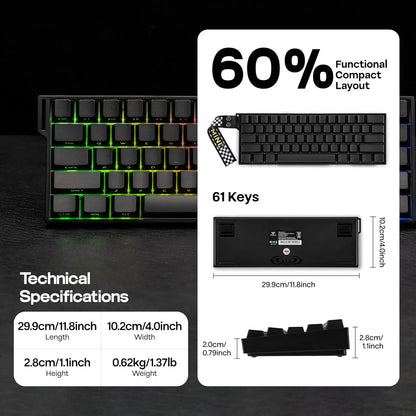 AULA Mini60 HE/Pro/Max Tastiera meccanica wireless 60% con switch magnetici RGB Tri Mode 8000Hz 0.01mmRT per PC, regali per gamer