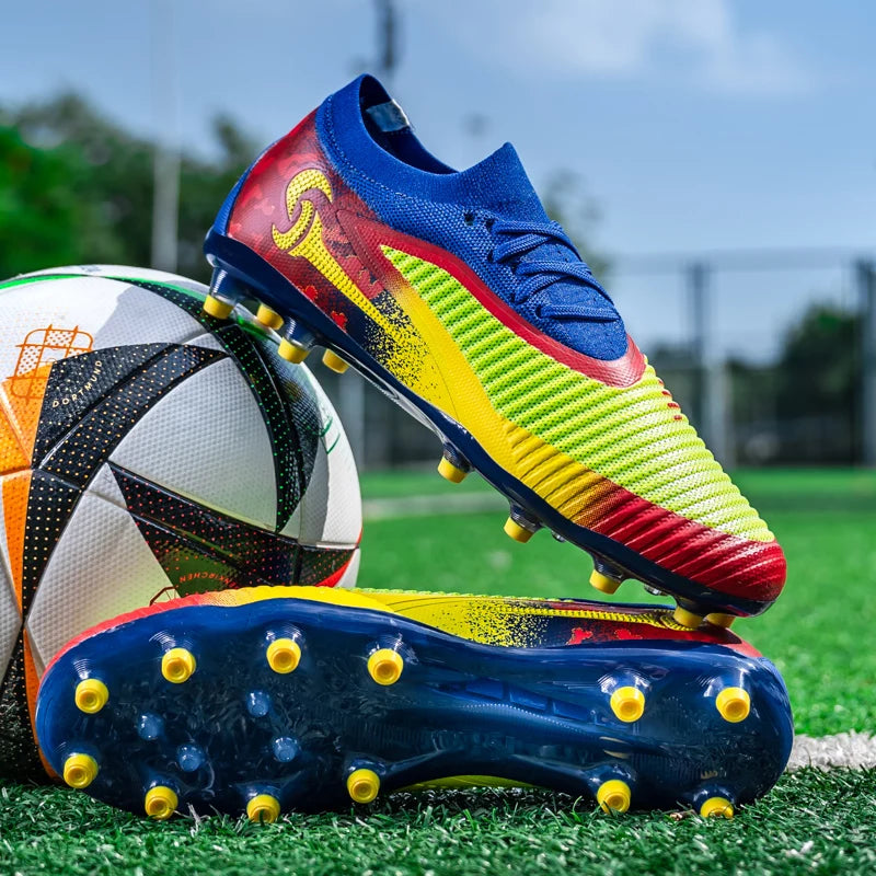 New Men Football Boots Outdoor Sport Boys Long Spikes Non Slip Breathable Match Training Cleats Soccer Shoes Adult Comfortable