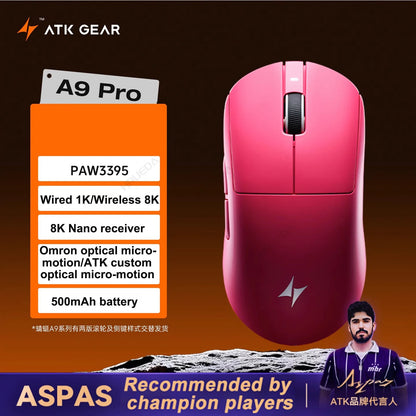 ATK Dragonfly A9 SE Plus Pro Max Ultra Wireless Gaming Mouse NearLink Ultra-lightweight Tri-mode Dual 8K Ergonomic E-sports Mouse