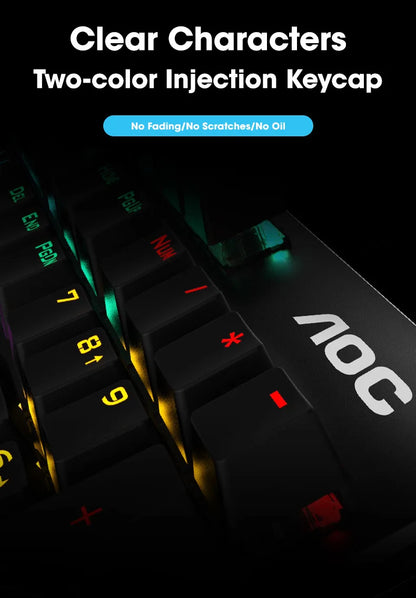 GK410 104 Keys Metal Panel Mechanical Keyboard RGB Light Green Black Tea Axis Esports Full Non-Impact Game Computer Keyboard