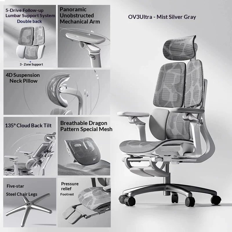 Ergonomischer Office-Mesh-Stuhl, moderner Executive-Computer- und Gaming-Stuhl, drehbar, rollbar und verstellbar