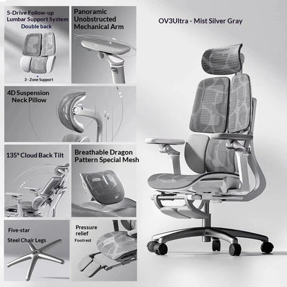 Ergonomischer Office-Mesh-Stuhl, moderner Executive-Computer- und Gaming-Stuhl, drehbar, rollbar und verstellbar